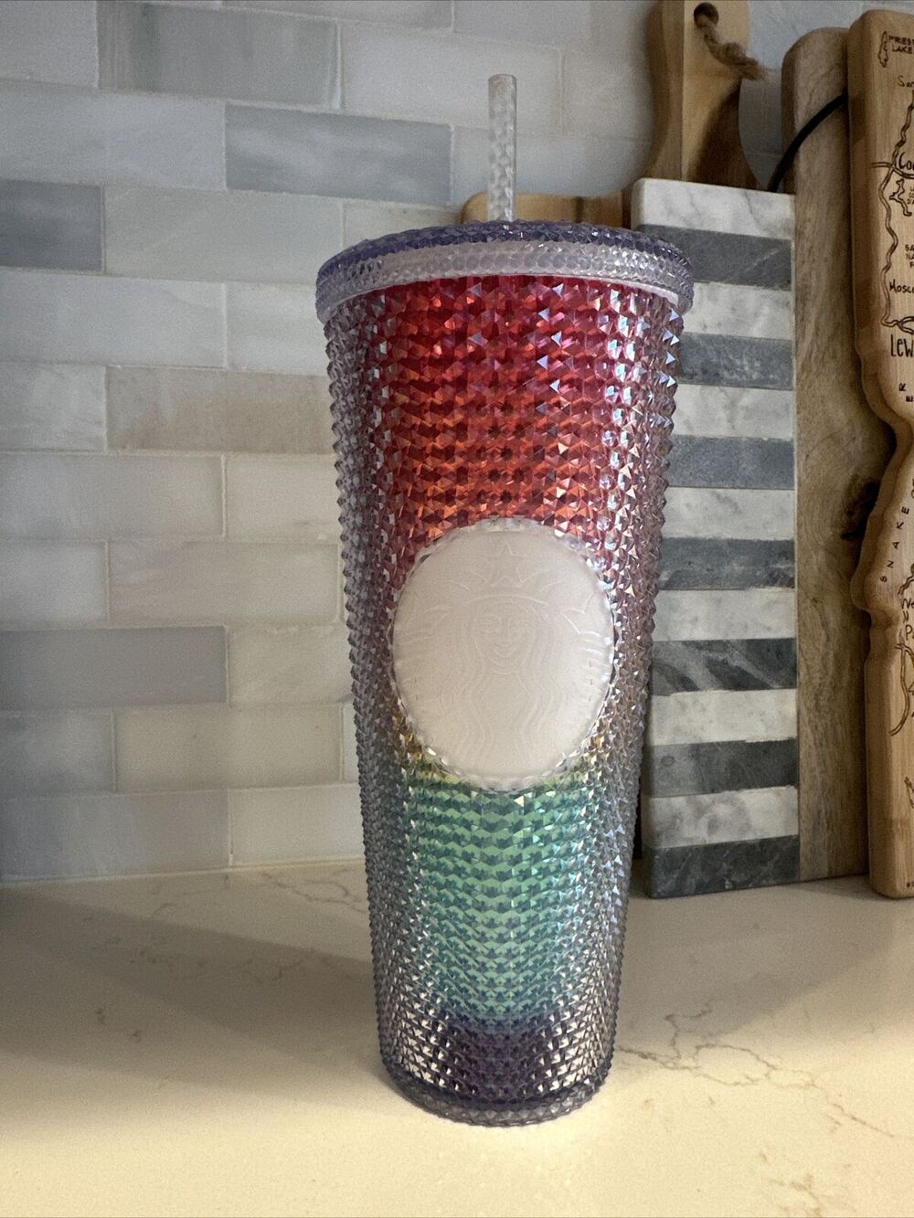 NEW Starbucks 2020 Rainbow Studded Bling 24 Oz Tumbler Cup Coffee
